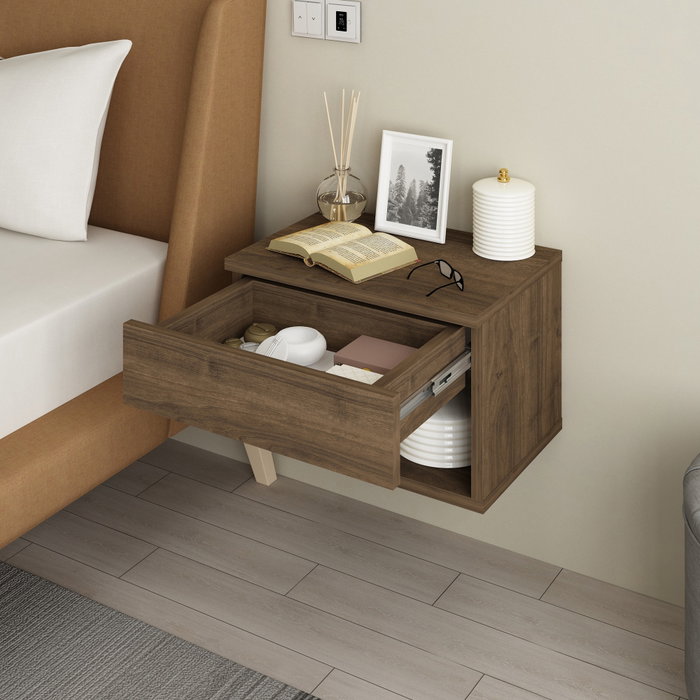 Hanah Home Mesita de noche Rıbes - Walnut